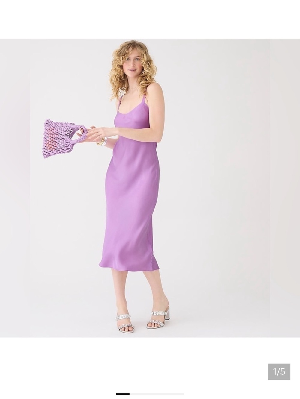 J. Crew Gwyneth v-neck Lilac Slip Midi Dress with adjustable Straps